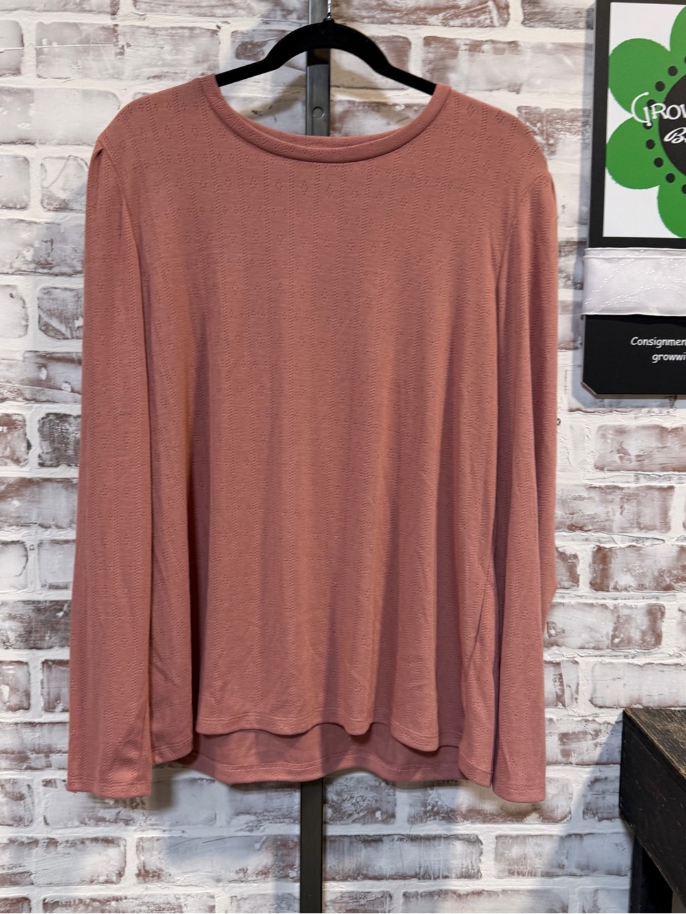 Well Worn Rose-Taupe Long-Sleeve Crewneck Top